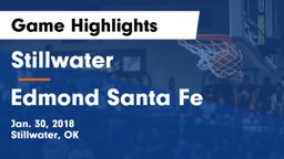 Stillwater  vs Edmond Santa Fe  Game Highlights - Jan. 30, 2018