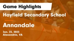 Hayfield Secondary School vs Annandale  Game Highlights - Jan. 23, 2023