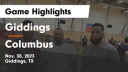 Giddings  vs Columbus  Game Highlights - Nov. 30, 2023