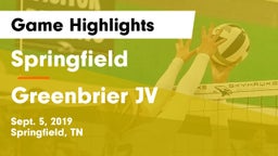 Springfield  vs Greenbrier JV Game Highlights - Sept. 5, 2019