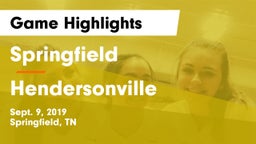 Springfield  vs Hendersonville Game Highlights - Sept. 9, 2019