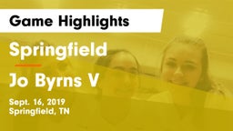 Springfield  vs Jo Byrns V Game Highlights - Sept. 16, 2019