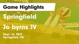 Springfield  vs Jo byrns JV Game Highlights - Sept. 16, 2019