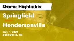 Springfield  vs Hendersonville  Game Highlights - Oct. 1, 2020