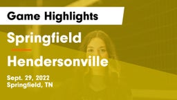 Springfield  vs Hendersonville  Game Highlights - Sept. 29, 2022