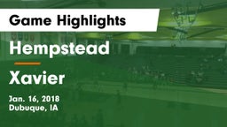 Hempstead  vs Xavier  Game Highlights - Jan. 16, 2018