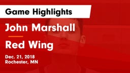 John Marshall  vs Red Wing  Game Highlights - Dec. 21, 2018