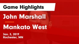 John Marshall  vs Mankato West  Game Highlights - Jan. 3, 2019