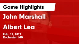 John Marshall  vs Albert Lea  Game Highlights - Feb. 15, 2019
