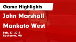 John Marshall  vs Mankato West  Game Highlights - Feb. 27, 2019