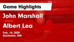 John Marshall  vs Albert Lea  Game Highlights - Feb. 14, 2020