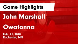 John Marshall  vs Owatonna  Game Highlights - Feb. 21, 2020