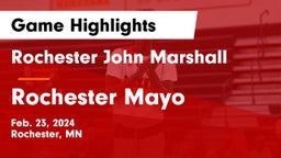 Rochester John Marshall  vs Rochester Mayo  Game Highlights - Feb. 23, 2024