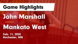 John Marshall  vs Mankato West  Game Highlights - Feb. 11, 2020