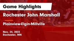 Rochester John Marshall  vs Plainview-Elgin-Millville  Game Highlights - Nov. 24, 2023