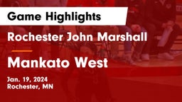 Rochester John Marshall  vs Mankato West  Game Highlights - Jan. 19, 2024