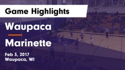 Waupaca  vs Marinette  Game Highlights - Feb 3, 2017