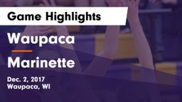 Waupaca  vs Marinette  Game Highlights - Dec. 2, 2017