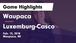 Waupaca  vs Luxemburg-Casco  Game Highlights - Feb. 15, 2018
