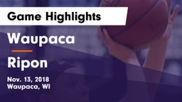 Waupaca  vs Ripon  Game Highlights - Nov. 13, 2018
