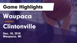 Waupaca  vs Clintonville  Game Highlights - Dec. 18, 2018