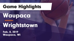 Waupaca  vs Wrightstown  Game Highlights - Feb. 8, 2019