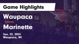 Waupaca  vs Marinette  Game Highlights - Jan. 22, 2024