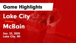 Lake City  vs McBain  Game Highlights - Jan. 22, 2020