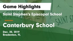 Saint Stephen's Episcopal School vs Canterbury School Game Highlights - Dec. 20, 2019