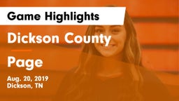 Dickson County  vs Page  Game Highlights - Aug. 20, 2019