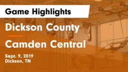 Dickson County  vs Camden Central  Game Highlights - Sept. 9, 2019