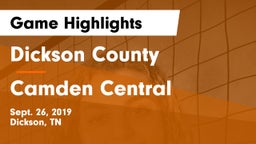 Dickson County  vs Camden Central  Game Highlights - Sept. 26, 2019