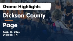 Dickson County  vs Page  Game Highlights - Aug. 15, 2023