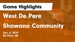 West De Pere  vs Shawano Community  Game Highlights - Jan. 4, 2019