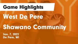 West De Pere  vs Shawano Community  Game Highlights - Jan. 7, 2022