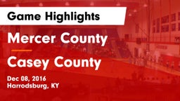 Mercer County  vs Casey County  Game Highlights - Dec 08, 2016