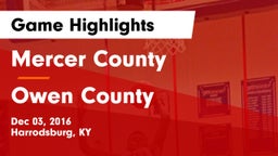 Mercer County  vs Owen County  Game Highlights - Dec 03, 2016