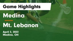 Medina  vs Mt. Lebanon  Game Highlights - April 2, 2022