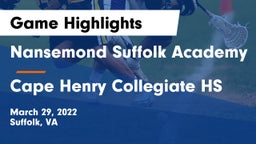 Nansemond Suffolk Academy vs Cape Henry Collegiate HS Game Highlights - March 29, 2022