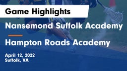 Nansemond Suffolk Academy vs Hampton Roads Academy Game Highlights - April 12, 2022