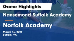 Nansemond Suffolk Academy vs Norfolk Academy Game Highlights - March 16, 2023