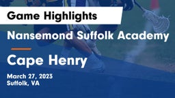 Nansemond Suffolk Academy vs Cape Henry Game Highlights - March 27, 2023