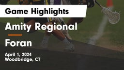 Amity Regional  vs Foran  Game Highlights - April 1, 2024