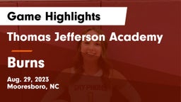 Thomas Jefferson Academy  vs Burns  Game Highlights - Aug. 29, 2023