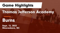 Thomas Jefferson Academy  vs Burns  Game Highlights - Sept. 12, 2023