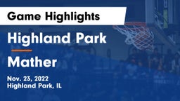 Highland Park  vs Mather Game Highlights - Nov. 23, 2022