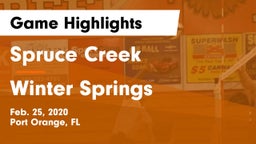 Spruce Creek  vs Winter Springs Game Highlights - Feb. 25, 2020