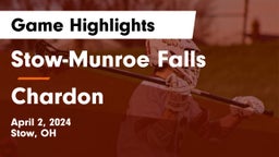 Stow-Munroe Falls  vs Chardon  Game Highlights - April 2, 2024