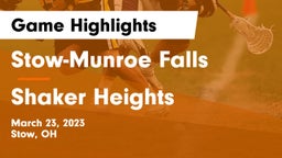 Stow-Munroe Falls  vs Shaker Heights  Game Highlights - March 23, 2023
