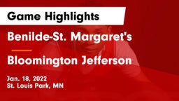 Benilde-St. Margaret's  vs Bloomington Jefferson  Game Highlights - Jan. 18, 2022